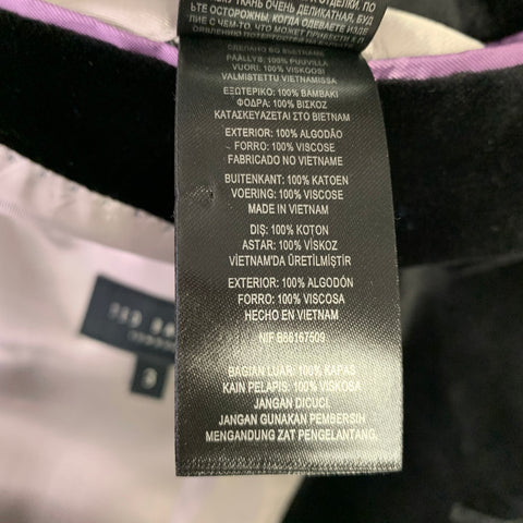 TED BAKER Size 40 Long Black Velvet Cotton Peak Lapel Sport Coat