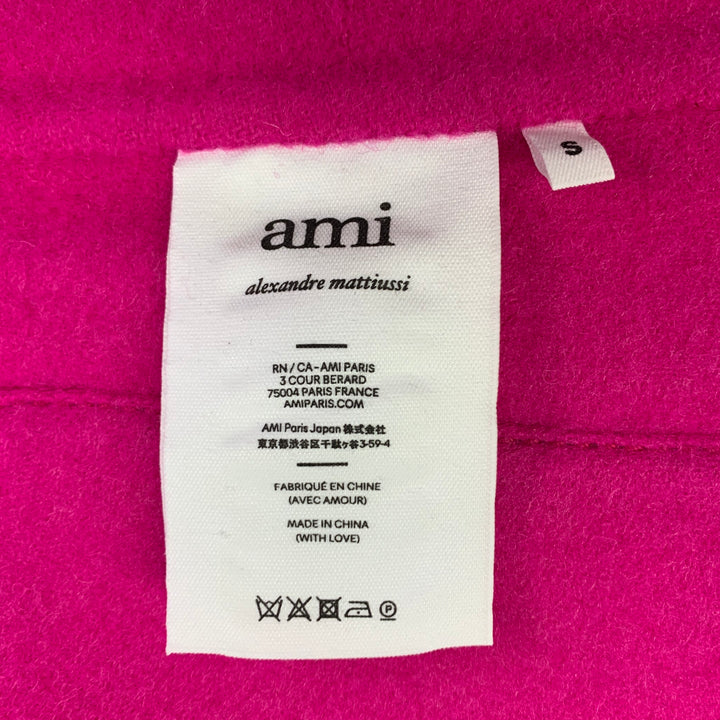 AMI by ALEXANDRE MATTIUSSI Size S Fuchsia Pink Textured Wool Button Up Jacket