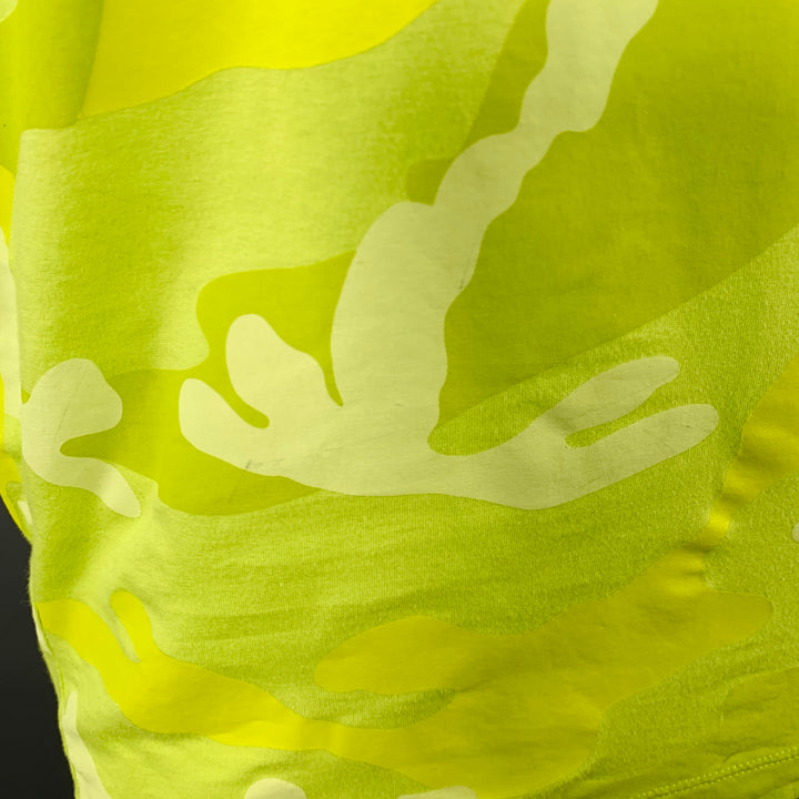 VALENTINO Size M Neon Green Yellow Camouflage Cotton Crew Neck T-shirt