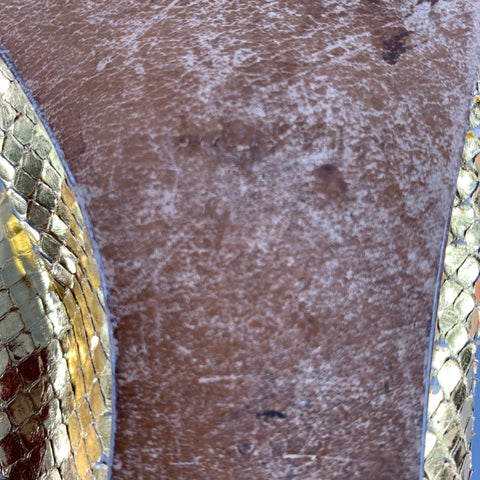 LANVIN Size 6.5 Gold Pink Snake Skin Ballet Flats
