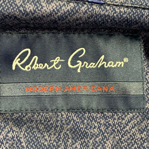 Chemise à manches longues ROBERT GRAHAM Taille XL Bleu marine Indigo Fleuri Col classique Coton