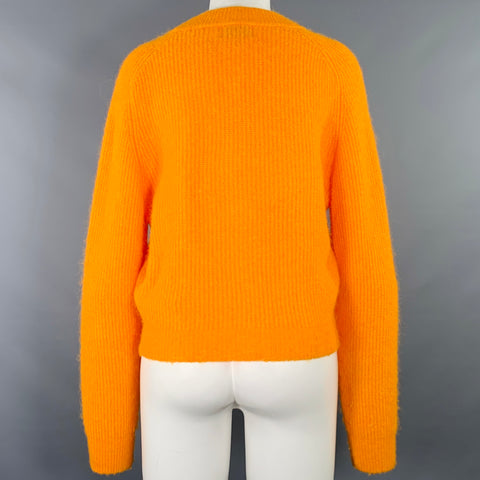 GANNI Size S Orange Alpaca Blend Rhinestones Knit Cardigan