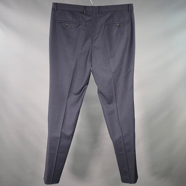 HUGO BOSS Size 46 Navy Virgin Wool Blend Flat Front Dress Pants