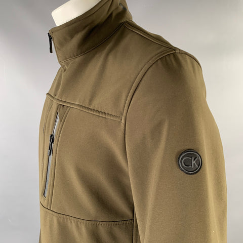 CALVIN KLEIN Size M Olive Polyester Spandex Zip Up Jacket