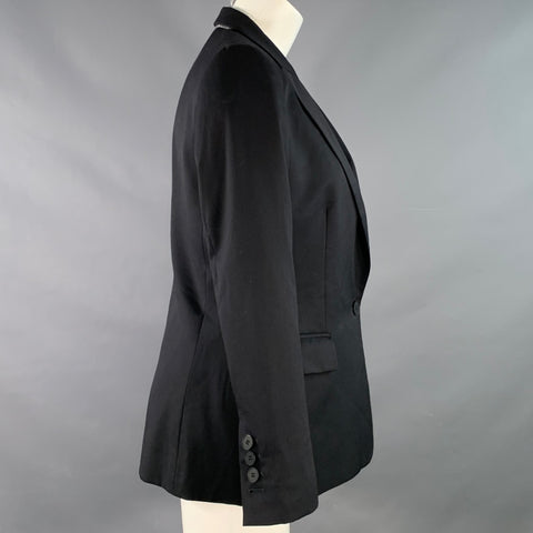 STELLA McCARTNEY Size 4 Black Wool Blend Peak Lapel Single Button Jacket Blazer