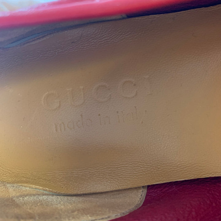 GUCCI Size 9.5 Red Solid Leather Slip On Loafers