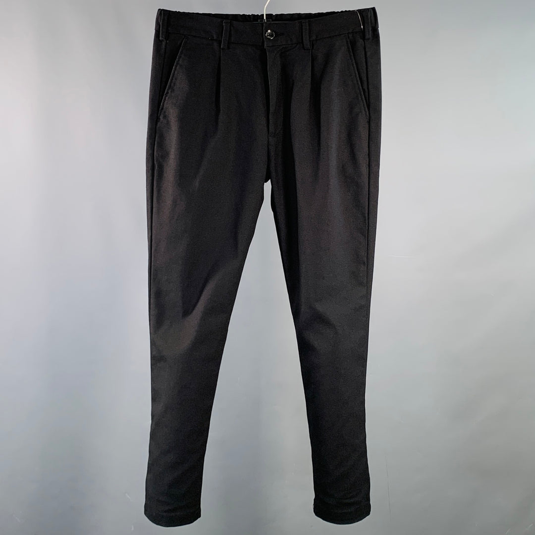MARINERO Size M Black Polyester Blend Drawstring Casual Pants