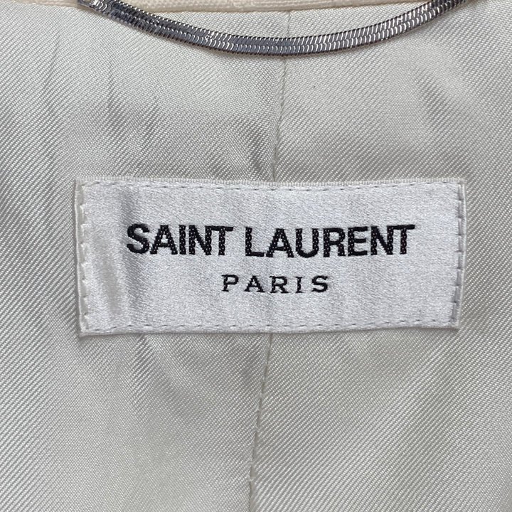 SAINT LAURENT Size 40 Regular Cream White Stripe Wool Peak Lapel Sport Coat