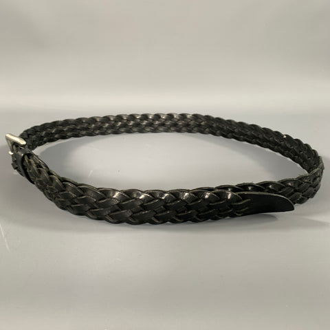 COACH Size 34 Black Braided Leather Belt