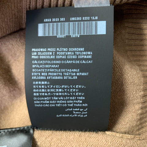 PRADA Size L Tan Knitted Cashmere Polyamide Collarless Cardigan