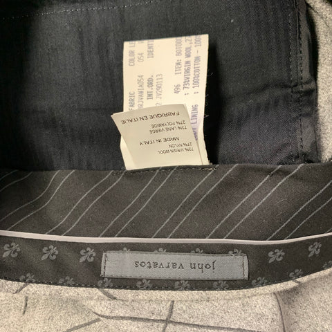 JOHN VARVATOS Size 42 Grey Charcoal Lines Print Wool Blend Suit