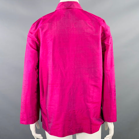 SAKS FIFTH AVENUE Size L Pink Fuchsia Silk Jacket Blazer