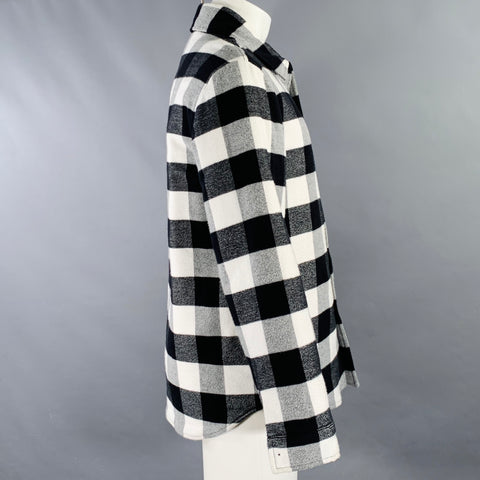 SANDRO Size M Black White Buffalo Plaid Cotton Shirt Jacket