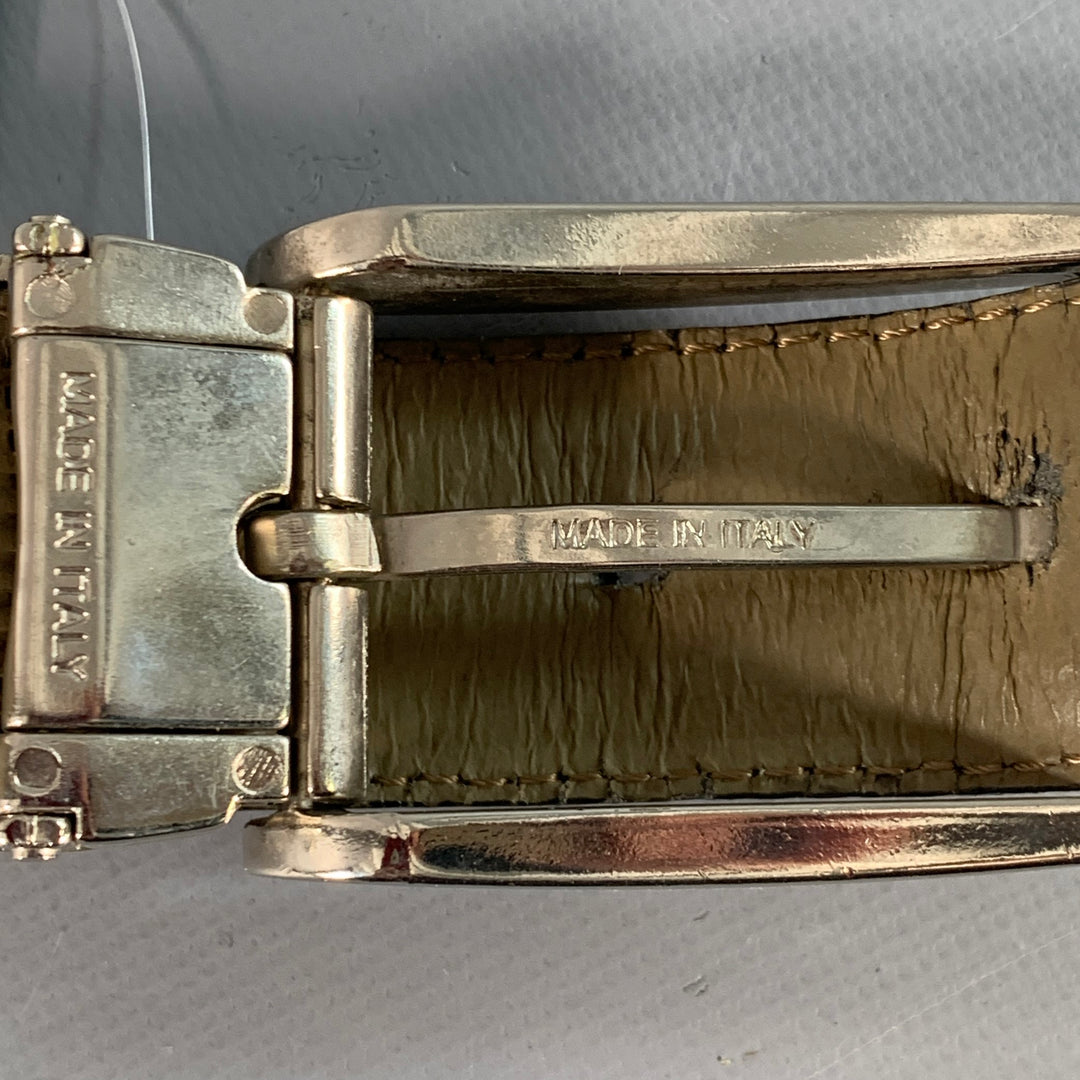 MISSONI Size 43 Black Silver Embossed Leather Belt