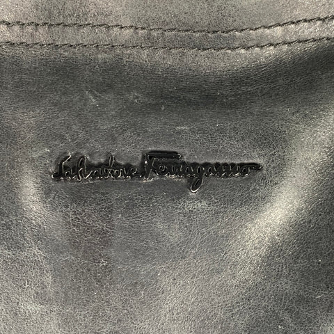 SALVATORE FERRAGAMO Black Leather Crossbody Tote Bag