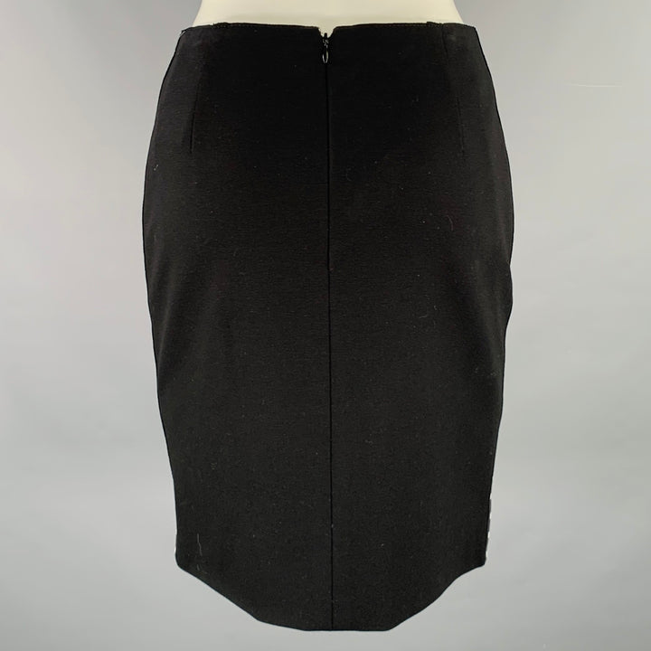AKRIS Size 2 Black White Viscose Blend Polka Dot Lambskin Pencil Skirt