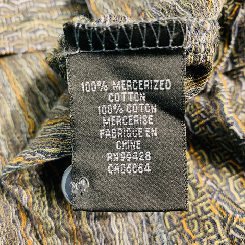 BUGATCHI UOMO Size L Grey Green Pattern Cotton Buttoned Polo