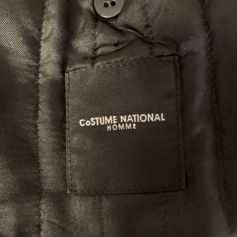 CoSTUME NATIONAL Size 40 Black Brown Twill Wool Blend Leather Panel Coat