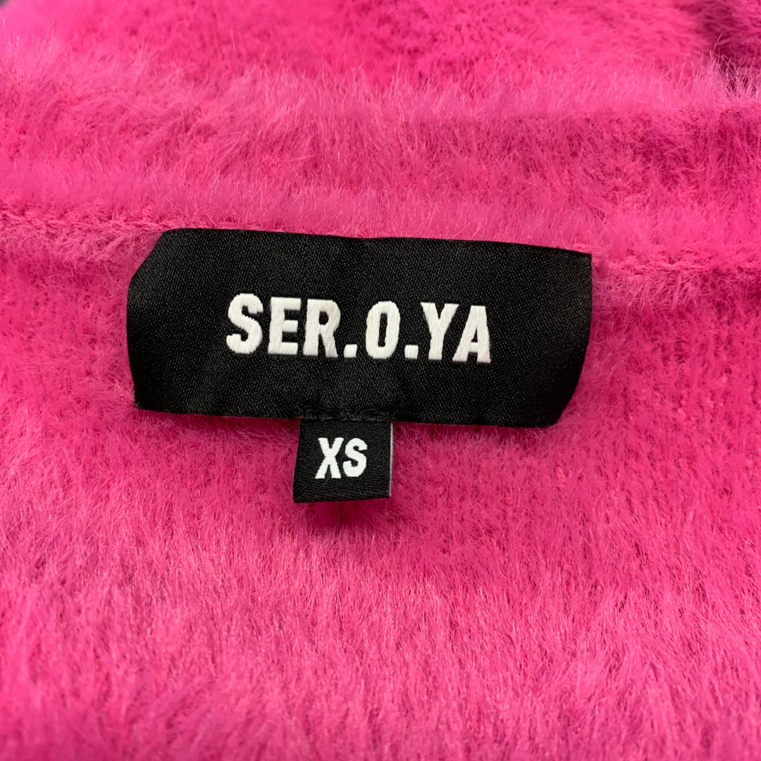 SER.O.YA Size XS Pink Nylon Knitted Buttoned Cardigan