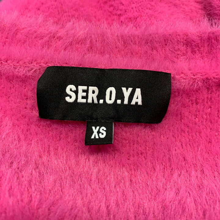 SER.O.YA Size XS Pink Nylon Knitted Buttoned Cardigan