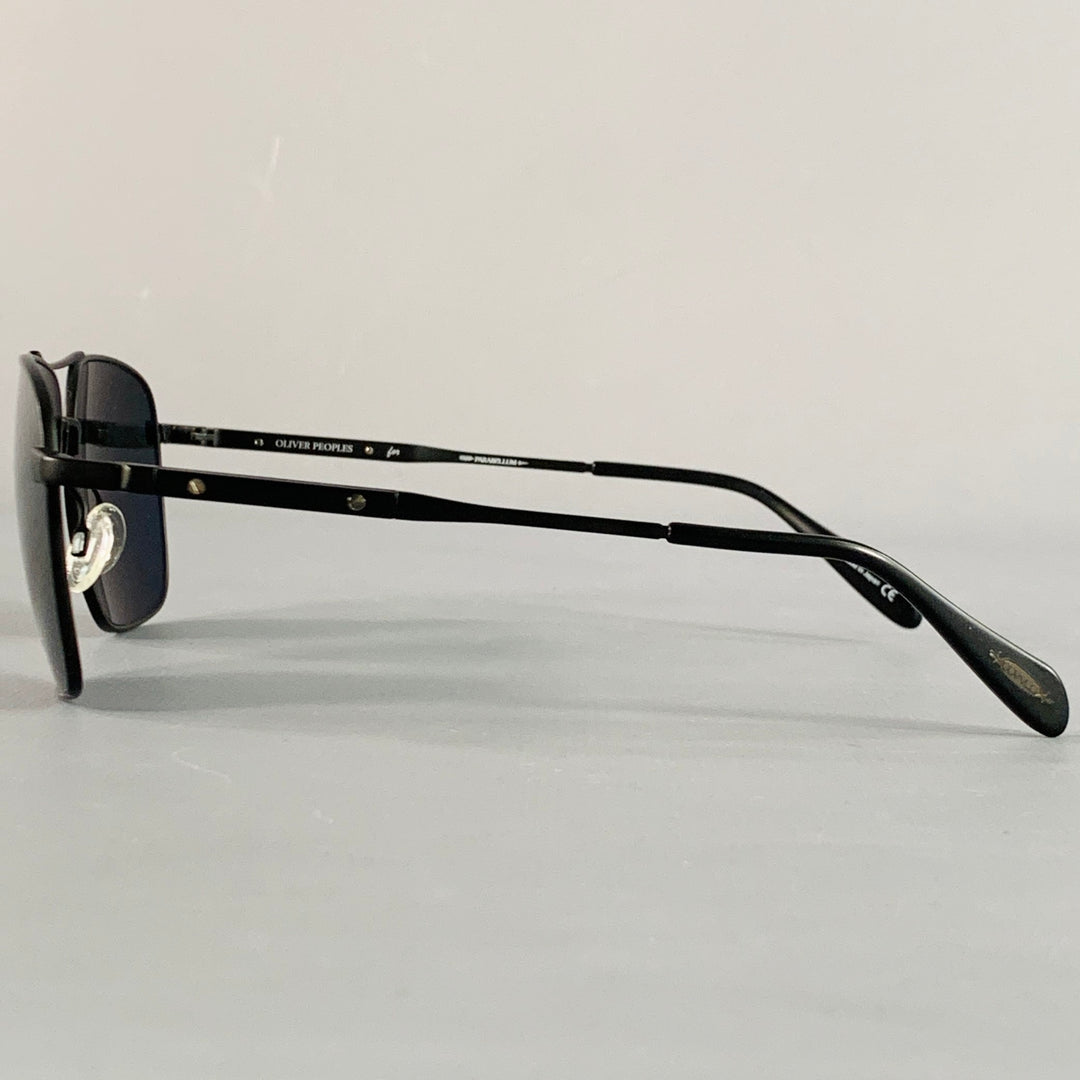 OLIVER PEOPLES Linford Black Metal Pilot Sunglasses