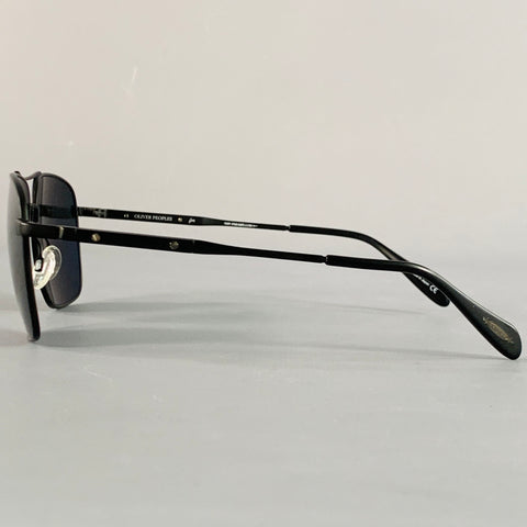 OLIVER PEOPLES Linford Black Metal Pilot Sunglasses