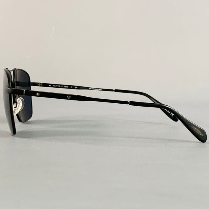 OLIVER PEOPLES Linford Black Metal Pilot Sunglasses