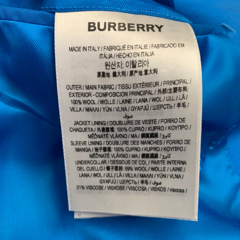 BURBERRY SS23 Size 34 Blue Wool Peak Lapel Double Breasted Suit