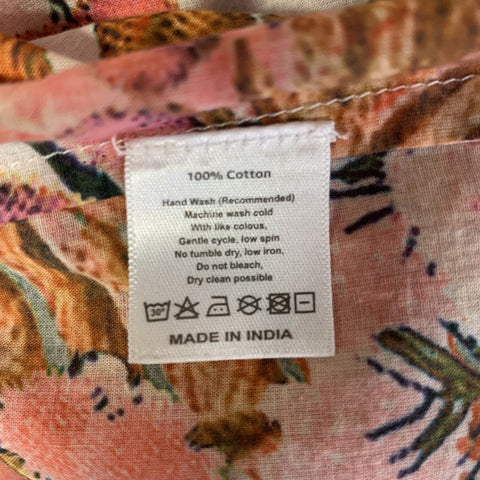 THIERRY COLSON Size M White Peach Cotton Floral Blouse
