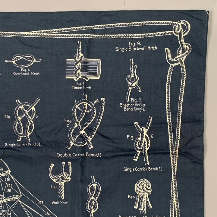 RRL by RALPH LAUREN Navy White Nautical Knots Cotton Bandana Square Scarf