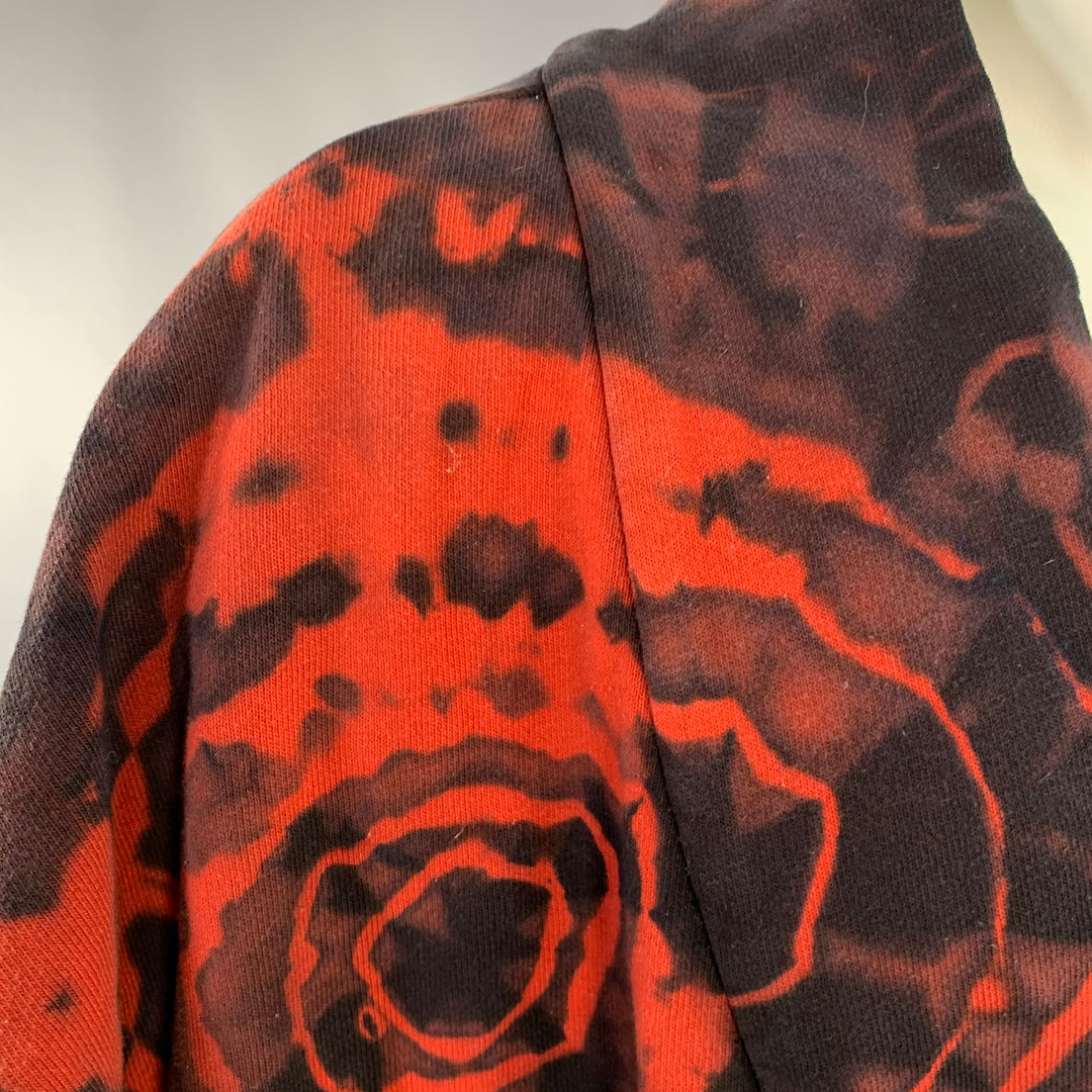 KAPITAL Size S Black Orange Tie Dye Cotton Oversized V-Neck Sweatshirt