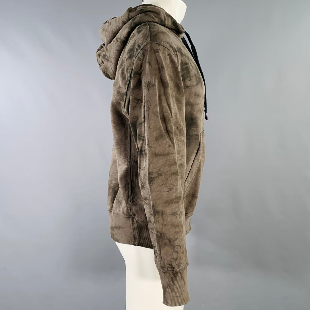 RAG & BONE Size M Green Olive Tie Dye Cotton Hooded Sweatshirt