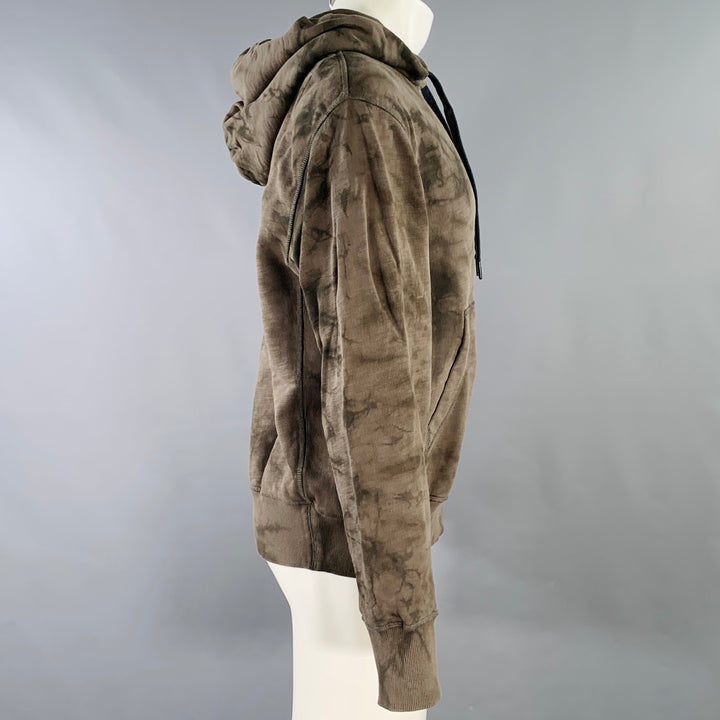 RAG & BONE Size M Green Olive Tie Dye Cotton Hooded Sweatshirt