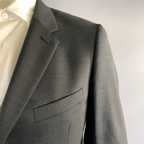CALVIN KLEIN COLLECTION Chest Size 40 Grey Dark Wool Notch Lapel Suit