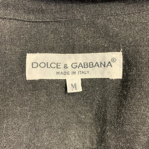 DOLCE & GABBANA Size M Grey Charcoal Viscose One Pocket Long Sleeve Shirt