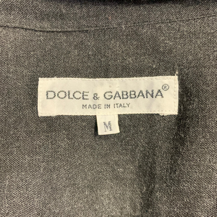 DOLCE & GABBANA Size M Grey Charcoal Viscose One Pocket Long Sleeve Shirt