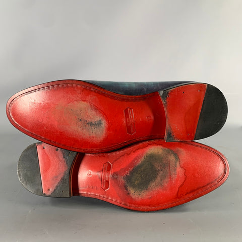KLEIN EPSTEIN & PARKER Size 9.5 Turquoise Blue Abstract Leather Slip On Loafers