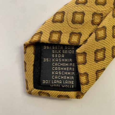 ERMENEGILDO ZEGNA Yellow Mustard Abstract Silk Tie