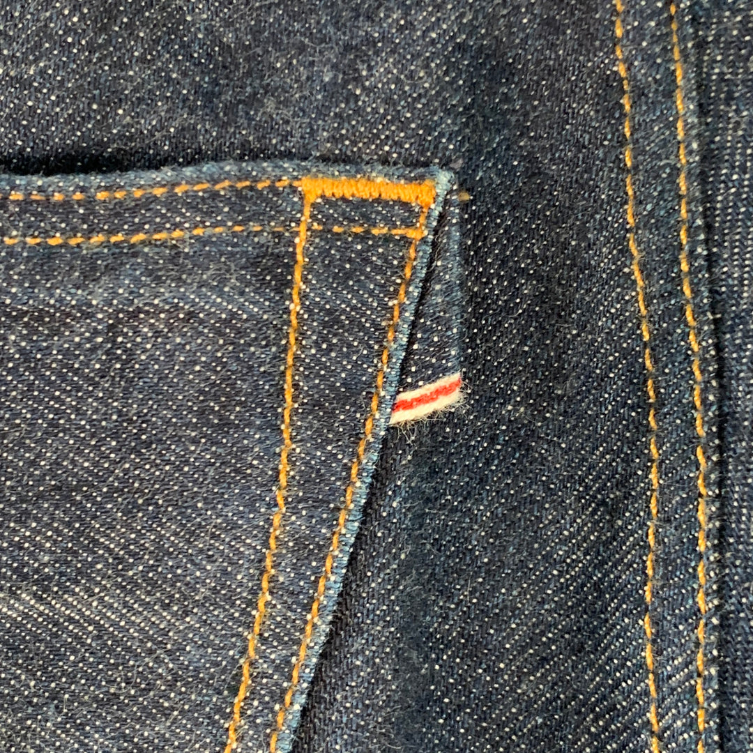 3 X 1 Size 36 Blue Indigo Cotton Selvedge Twill Contrast Stitch Button Fly Jeans