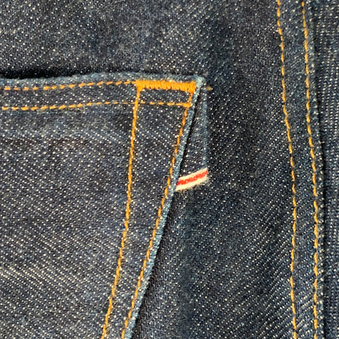 3 X 1 Size 36 Blue Indigo Cotton Selvedge Twill Contrast Stitch Button Fly Jeans