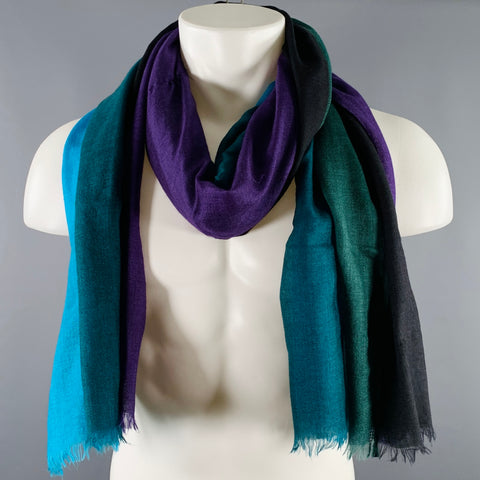 AKRIS Multi Color Stripe Color Block Silk Blend Scarf