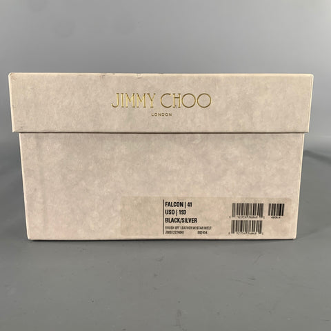 JIMMY CHOO Size 8 Black Studded Leather Cap Toe Lace Up Shoes
