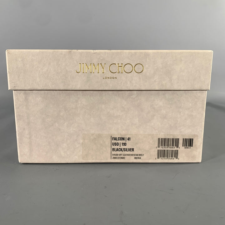 JIMMY CHOO Size 8 Black Studded Leather Cap Toe Lace Up Shoes