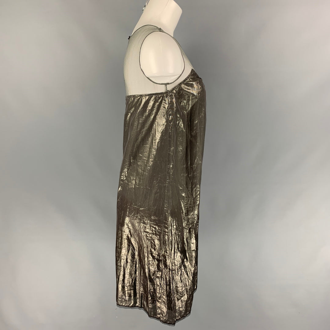 BURBERRY PRORSUM Size Gunmetal Silk Blend Metallic Shift Dress