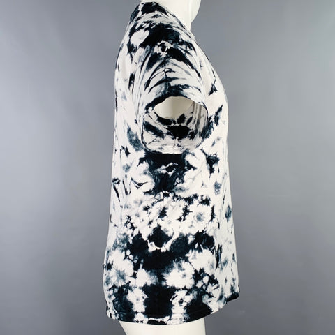 R.SWIADER Size XS White Indigo Tie Dye Cotton Crew Neck T-shirt