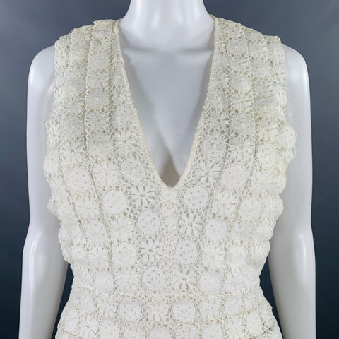 BURBERRY PRORSUM Size 6 White Cream Cotton A-Line Dress