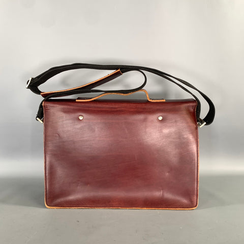 JACK SPADE Burgundy Solid Leather Messenger Bag