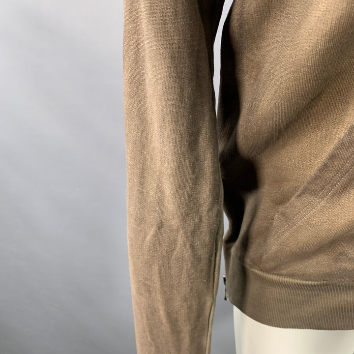 BALMAIN Size M Grey Olive Cotton Distressed Hoodie Sweatshirt