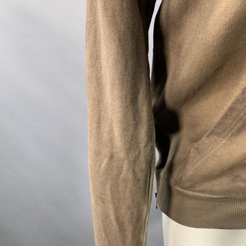 BALMAIN Size M Grey Olive Cotton Distressed Hoodie Sweatshirt