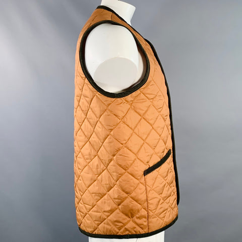 LAVENHAM Size 42 Thornham Tan Quilted Polyester Snaps Vest